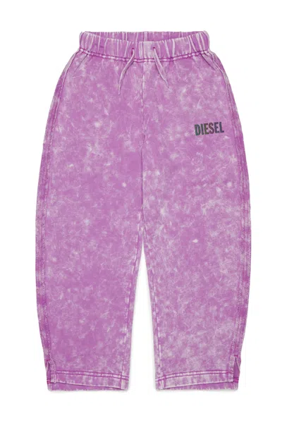 Diesel Kids' Sweatpants With Washed Effect And Logo In Purple