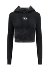 Diesel Oval-d Logo Hooded Cropped Sweatshirt In Black