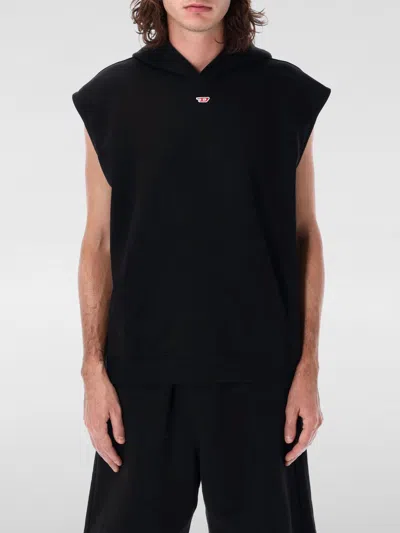 Diesel Sleeveless Hoodie With Logo In Black