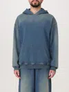 Diesel 'boxt-hood' Blue Hoodie With Fixed Hood And Oval D Logo Embroidery On The Front In Blue