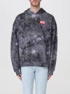 Diesel Crewneck Sweater With Hood And Abstract Print In Blue