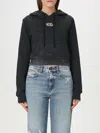 Diesel Oval-d Logo Hooded Cropped Sweatshirt In Black