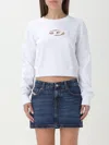 Diesel F-slimmy-od Crewneck Cropped Sweatshirt In White