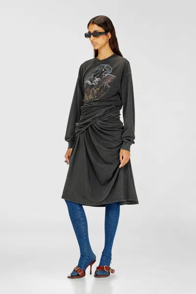 Diesel Sweatshirt Dress With Concert Graphics In Gray