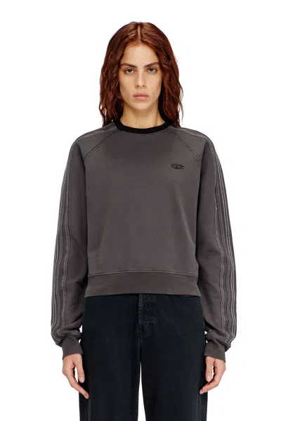 Diesel Sweatshirt With Bands And Oval D Embroidery In Gray