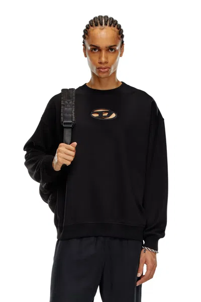 Diesel Sweatshirt With Cut-out Oval D Logo In Black
