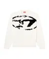 Diesel Sweatshirt With Distressed Flocked Logo In White
