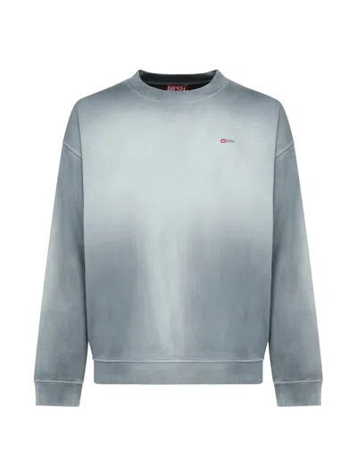 Diesel Sweatshirt With Embroidered Micro Logo In Blue