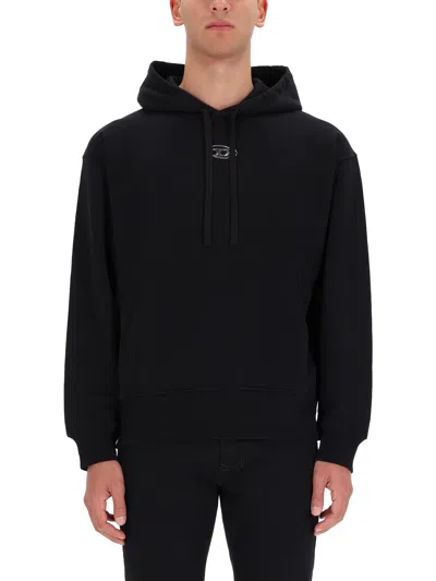 Diesel Sweatshirt With Logo And Hood In Black