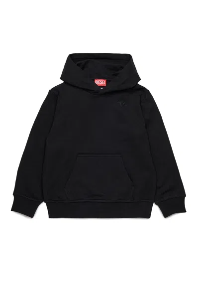 Diesel Kids' Felpa Con Maxi Logo Oval D In Black