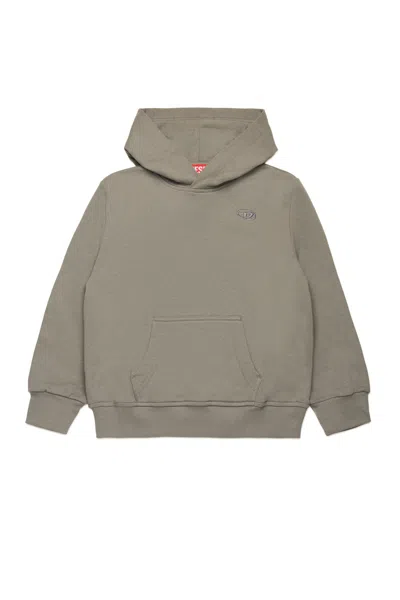 Diesel Kids' Felpa Con Maxi Logo Oval D In Grey