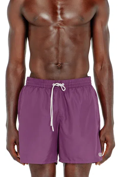 Diesel Swim Shorts With Metallic Oval D Logo In Purple