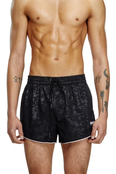 Diesel Swim Shorts With Pixelated Camo Motif In Black