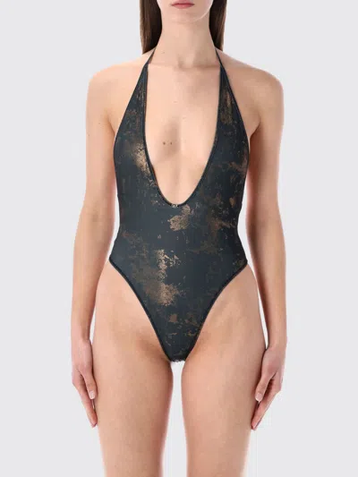 Diesel Audrey-utlt Animal-print Swimsuit In Gray