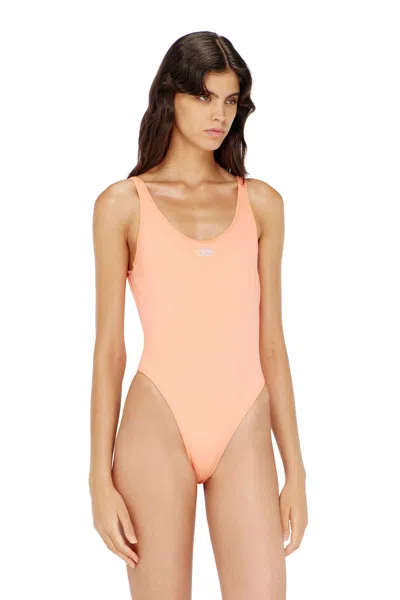 Diesel Swimsuit With Crystal Oval D Logo In Pink