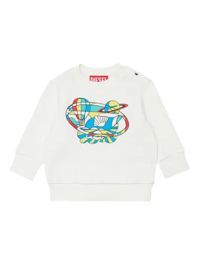 Diesel Babies' Swirb Graphic-print Sweatshirt In White