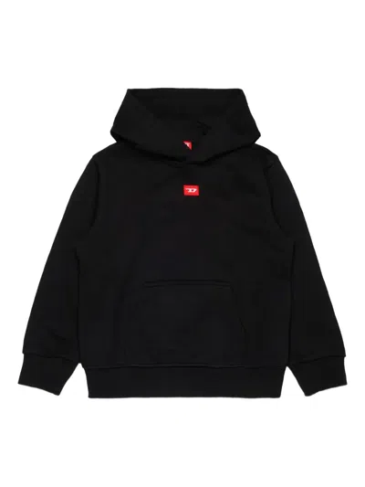 Diesel Kids' Sxginhood Over Logo-patch Hoodie In Black