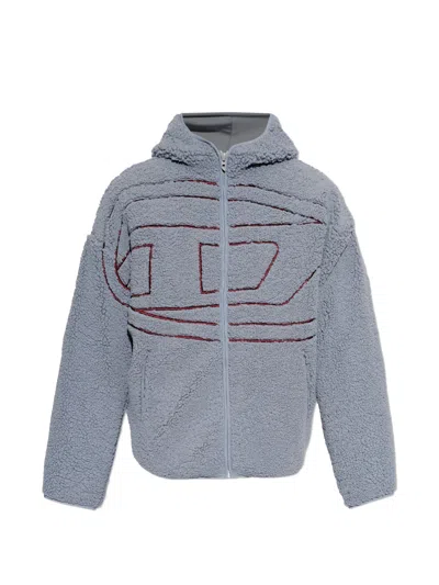 Diesel S-zat Giacca Textured Hooded Jacket In Gray