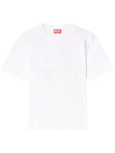 Diesel T-adjust-bigoval Embossed Oval D T-shirt In White