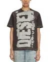 Diesel T-shirt With Splotched Logo In Medium Gray