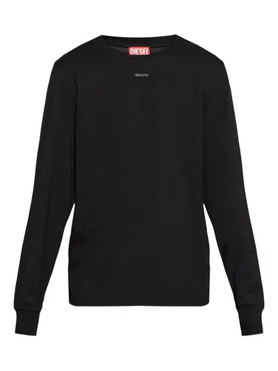 Diesel T-adjust-ls-v1 Logo Long-sleeve T-shirt In Black