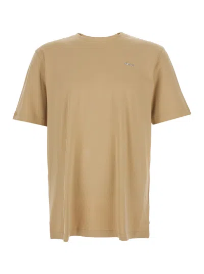 Diesel T-adjust-met Beige T-shirt With Logo Lettering On The Front In Cotton Man In Neutral
