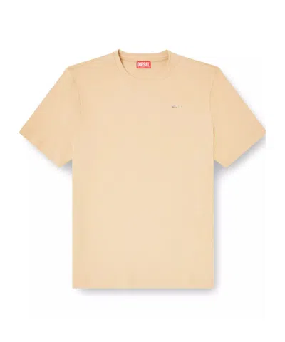 Diesel T-adjust-met Logo Lettering Crewneck T-shirt In Brown