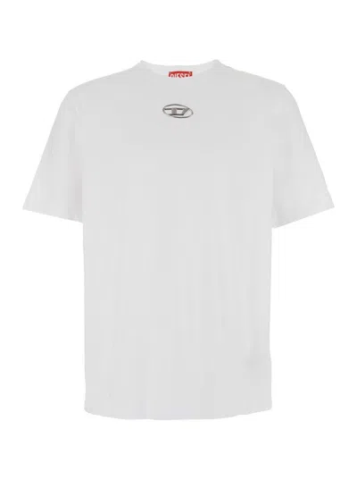 Diesel 't-adjust-od' White T-shirt With Logo Patch On The Front