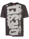 Diesel T-shirt With Splotched Logo In Grey