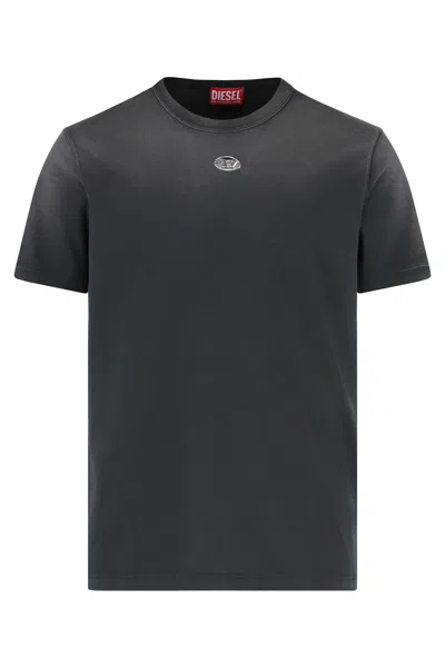 Diesel T-adjust-t1 Cotton Crew-neck T-shirt In Black