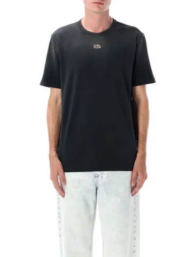 Diesel T-adjust-t1 Cotton Crew-neck T-shirt In Black