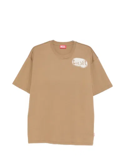 Diesel T-adjust-v2 Logo-detail T-shirt In Brown