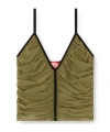 Diesel Gathered Strappy Top In Green
