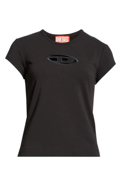 Diesel T-angie Embroidered Logo Cutout T-shirt In Very/ Black