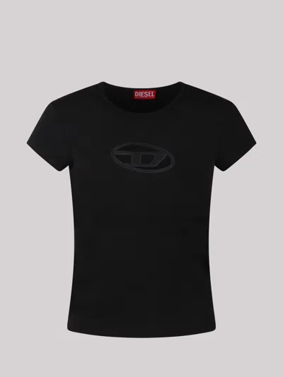 Diesel T-angie Logo Cut-out T-shirt In Black