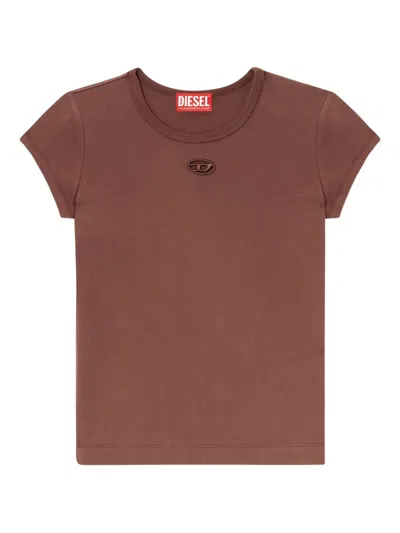 Diesel T-angie Logo-embroidery T-shirt In Brown
