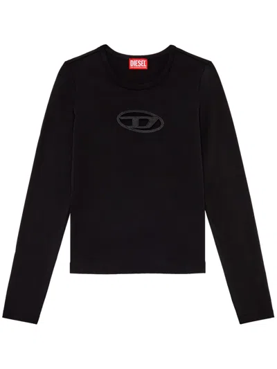 Diesel Jumper With Embroidered Cut-out Logo In Black