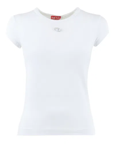 Diesel Uncutieslong Od Crew Neck Short Sleeves T-shirt In White