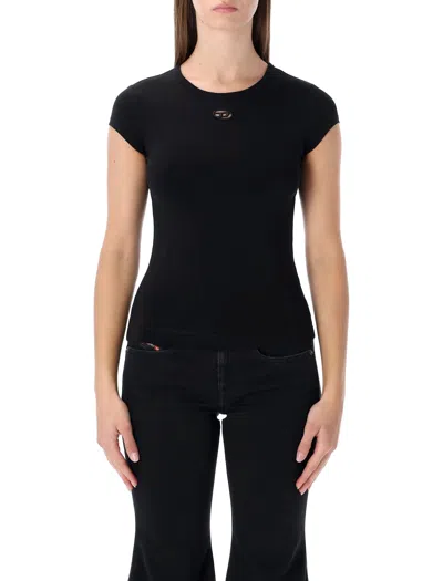 Diesel T-angie-od T-shirt With Cut-out Embroidered Logo In Black