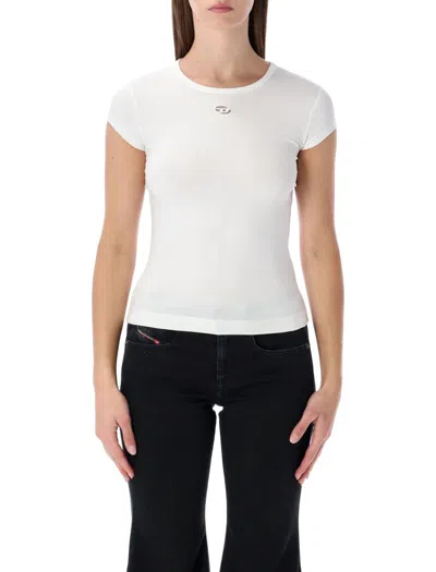 Diesel Angie White T-shirt With D-logo Plaque On The Front In Cotton Woman