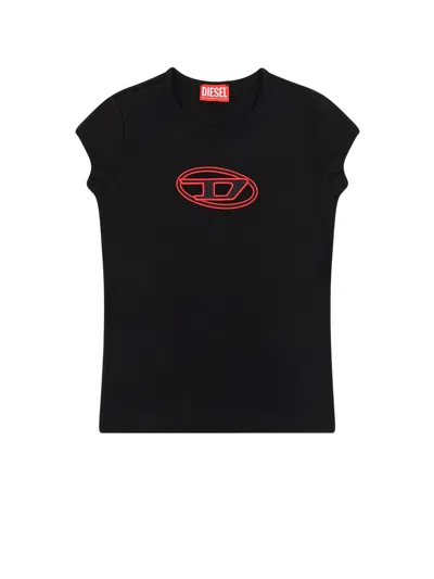 Diesel T-angie Stretch Cotton T-shirt In Black