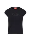 Diesel T-angie Cotton Crew-neck T-shirt In Black  
