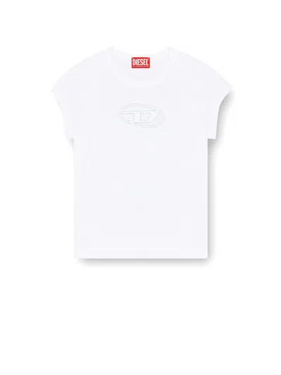 Diesel T-angie T-shirt In Stretch Cotton In White