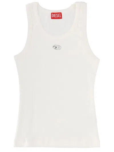 Diesel White Stretch Cotton T-ank Tank Top
