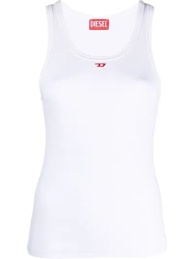 Diesel Tank Top With Embroidered D Patch In White