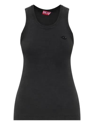 Diesel T-anky Logo-plaque Ribbed Tank Top In Black