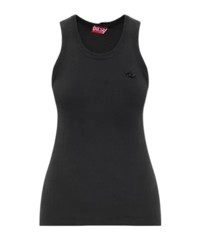 Diesel T-anky Logo-plaque Ribbed Tank Top In Black