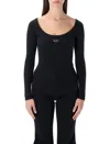 Diesel T-bal-od Long-sleeve Ribbed Cotton Top In Black