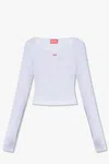Diesel Top A Maniche Lunghe Con Patch D Ricamata In White