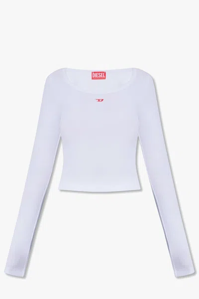 Diesel Top A Maniche Lunghe Con Patch D Ricamata In Bianco